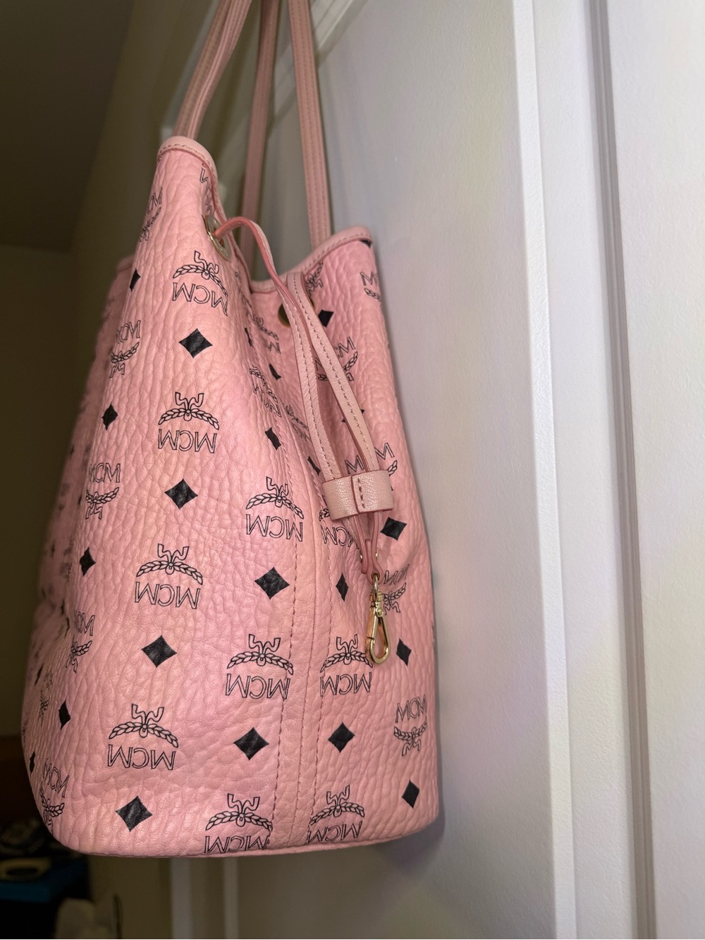 MCM Pink Visetos Tote with Detachable Pouch - Picture 7 of 16